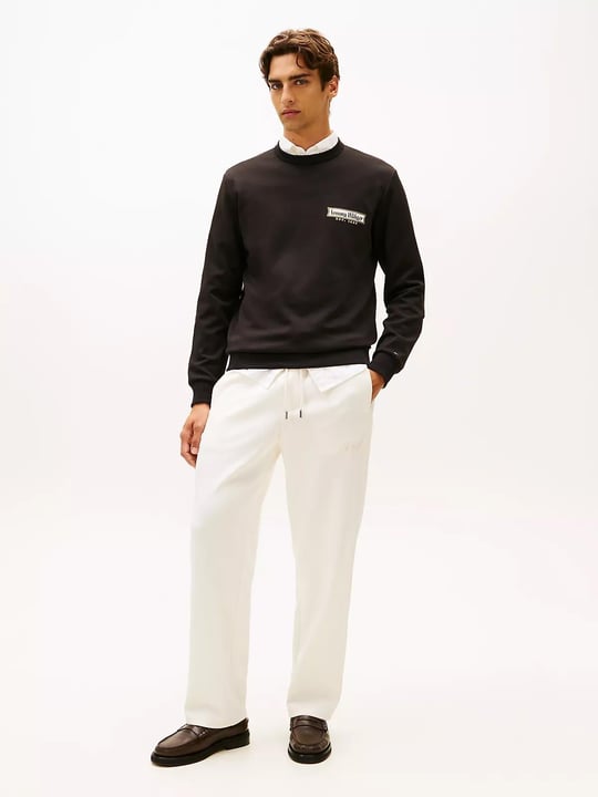 Tommy Hilfiger Tommy Hilfiger Erkek Regular Fit Yuvarlak Yakalı Logo Baskılı Uzun Kollu Siyah Sweatshirt MW0MW41433-BDS