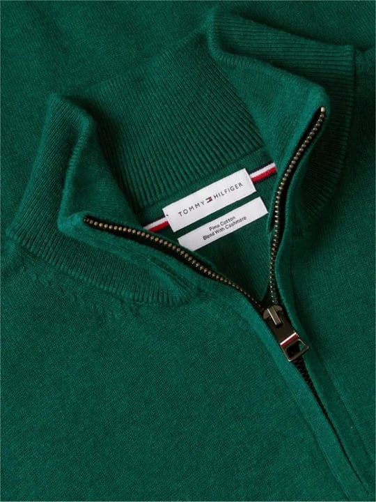 Tommy Hilfiger Tommy Hilfiger Erkek Regular Fit Dik Yaka Uzun Kollu Yeşil Kazak MW0MW28049-MQ7