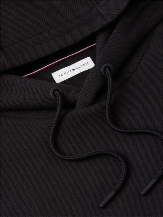 Tommy Hilfiger Tommy Hilfiger Erkek Regular Fit Kontrast Şerit Detaylı Logolu Pamuklu Kapüşonlu Uzun Kollu Siyah Sweatshirt MW0MW44956-BDS