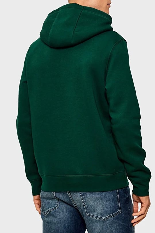 Tommy Hilfiger Tommy Hilfiger Erkek Regular Fit Kapüşonlu Logo Baskılı Pamuklu Uzun Kollu Yeşil Sweatshirt MW0MW37361-L6K