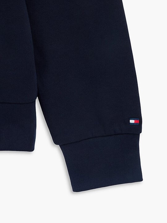 Tommy Hilfiger Tommy Hilfiger Erkek Regular Fit Pamuklu Logo Detaylı Bisiklet Yaka Uzun Kollu Lacivert Sweatshirt MW0MW44938-DW5