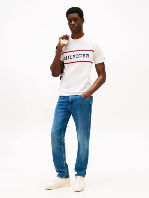 TOMMY HILFIGER Tommy Hilfiger Erkek Regular Fit Logo Desenli Yuvarlak Yakalı Pamuklu Kısa Kollu Sarı T-Shirt MW0MW39845-Z00