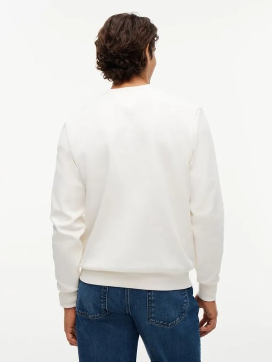 Tommy Hilfiger Tommy Hilfiger Erkek Regular Fit Organik Pamuklu Logo Baskılı Bisiklet Yaka Uzun Kollu Ekru Sweatshirt MW0MW44939-Z00