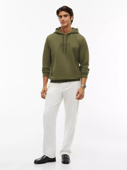 Tommy Hilfiger Tommy Hilfiger Erkek Regular Fit Kapüşonlu Yaka Uzun Kollu Yeşil Sweatshirt MW0MW44967-MT1