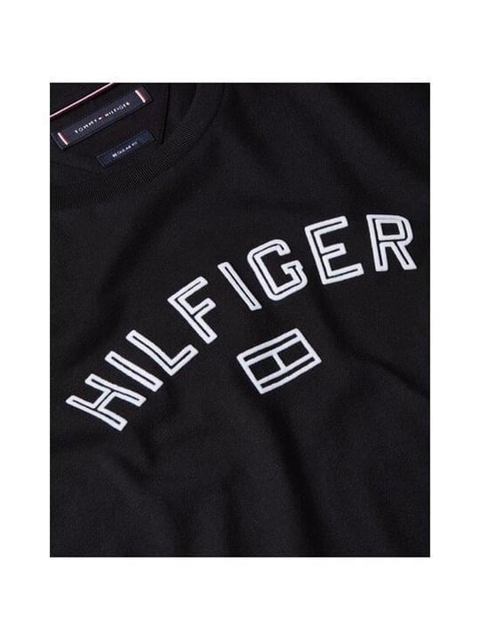TOMMY HILFIGER Tommy Hilfiger Erkek Regular Fit Pamuklu Logo Baskılı Pamuklu Yuvarlak Yakalı Kısa Kollu Siyah T-Shirt MW0MW39357-BDS
