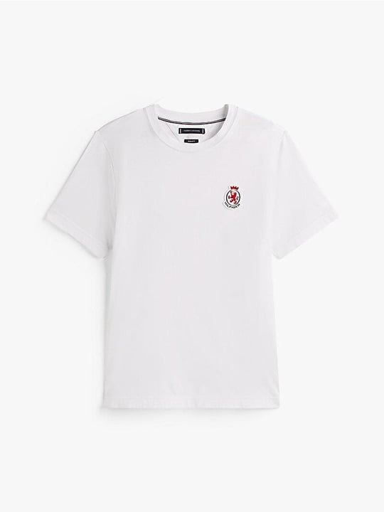 Tommy Hilfiger Tommy Hilfiger Erkek Regular Fit Yuvarlak Yakalı Logo Kabartmalı %100 Pamuklu Kısa Kollu Beyaz T-Shirt MW0MW40024-YBR