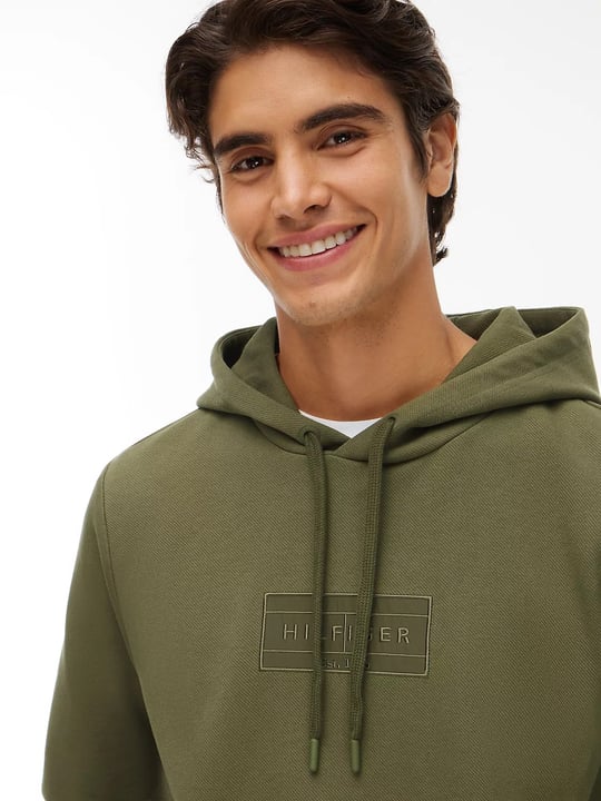 Tommy Hilfiger Tommy Hilfiger Erkek Regular Fit Kapüşonlu Yaka Uzun Kollu Yeşil Sweatshirt MW0MW44967-MT1