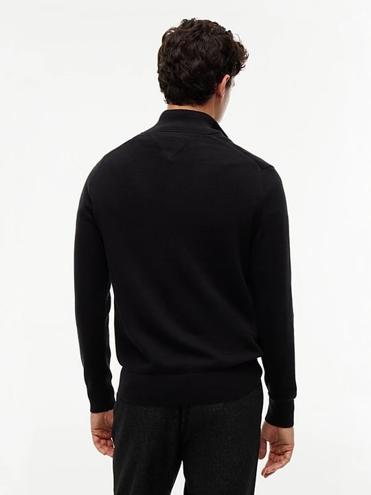 Tommy Hilfiger Tommy Hilfiger Erkek Regular Fit Dik Yaka Uzun Kollu Siyah Kazak MW0MW28049-BDS