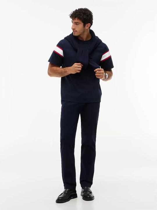 Tommy Hilfiger Tommy Hilfiger Erkek Regular Fit Esnek Pamuklu Bisiklet Yaka Kısa Kollu Lacivert T-Shirt MW0MW44918-DW5