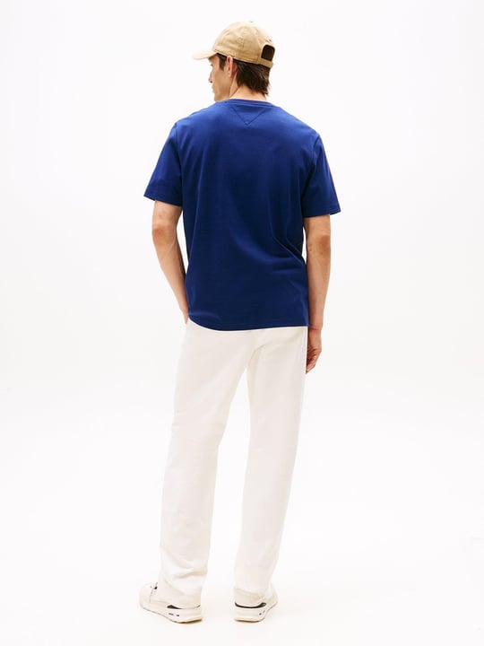 TOMMY HILFIGER Tommy Hilfiger Erkek Regular Fit Logo Kabartmalı Yuvarlak Yakalı Pamuklu Kısa Kollu Lacivert T-Shirt MW0MW39366-C7G