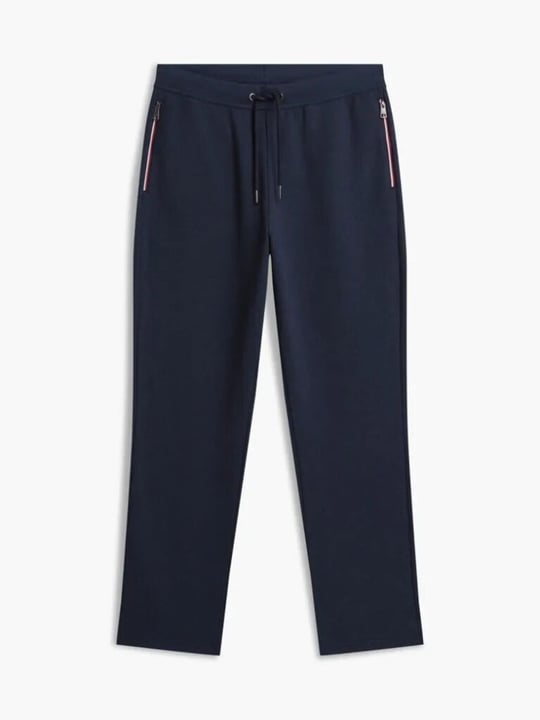 Tommy Hilfiger Tommy Hilfiger Erkek Regular Fit %100 Pamuk Havlu Kumaş Beli Bağcıklı Fermuarlı Cepli Şerit Detaylı Mavi Eşofman Altı MW0MW44991-DUR