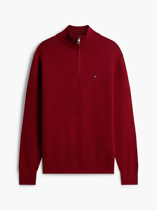 Tommy Hilfiger Tommy Hilfiger Erkek Regular Fit Dik Yaka Uzun Kollu Kırmızı Kazak MW0MW28049-XIT
