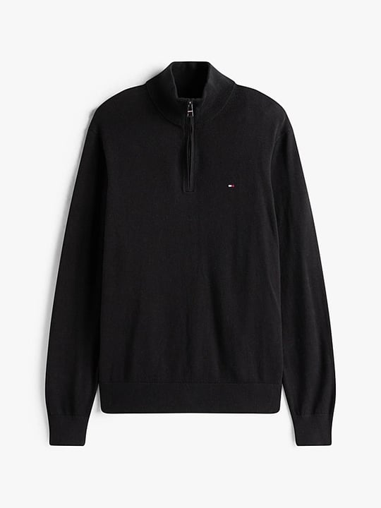 Tommy Hilfiger Tommy Hilfiger Erkek Regular Fit Dik Yaka Uzun Kollu Siyah Kazak MW0MW28049-BDS