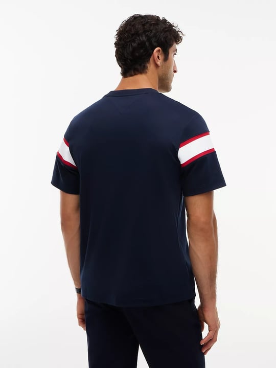 Tommy Hilfiger Tommy Hilfiger Erkek Regular Fit Esnek Pamuklu Bisiklet Yaka Kısa Kollu Lacivert T-Shirt MW0MW44918-DW5