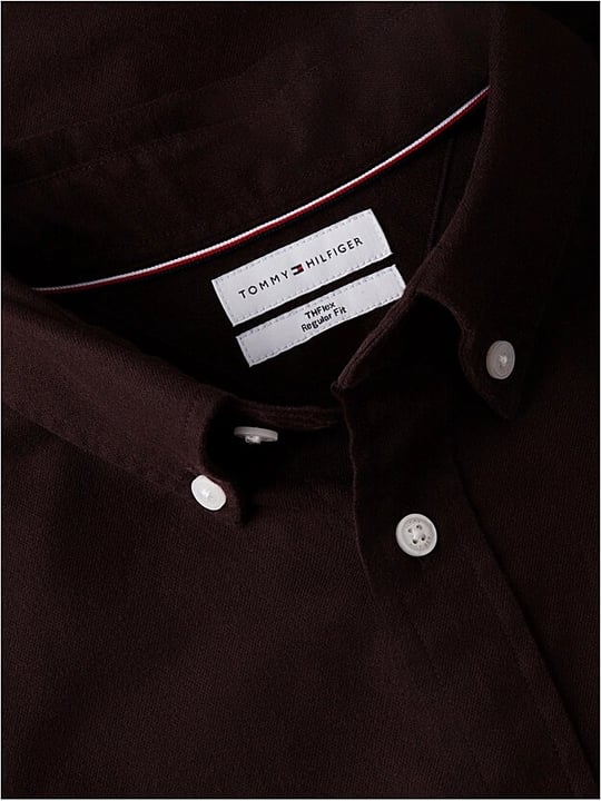 Tommy Hilfiger Tommy Hilfiger Erkek Regular Fit Esnek Pamuklu Göğüste TH Logo Bayrak İmzalı Uzun Kollu Kahverengi Gömlek MW0MW40469-HJT