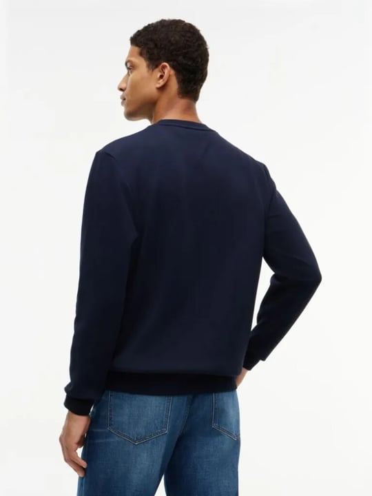 Tommy Hilfiger Tommy Hilfiger Erkek Regular Fit Organik Pamuklu Logo Baskılı Bisiklet Yaka Uzun Kollu Lacivert Sweatshirt MW0MW44939-DW5