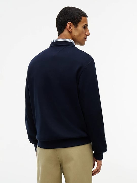 Tommy Hilfiger Tommy Hilfiger Erkek Regular Fit Pamuklu Logo Detaylı Bisiklet Yaka Uzun Kollu Lacivert Sweatshirt MW0MW44938-DW5