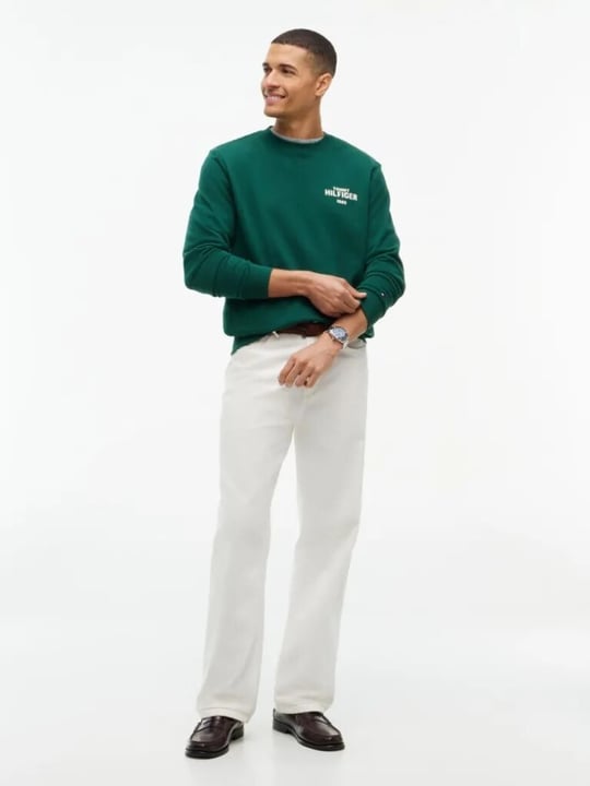 Tommy Hilfiger Tommy Hilfiger Erkek Regular Fit Pamuklu Logo Detaylı Bisiklet Yaka Uzun Kollu Yeşil Sweatshirt MW0MW44938-L6K