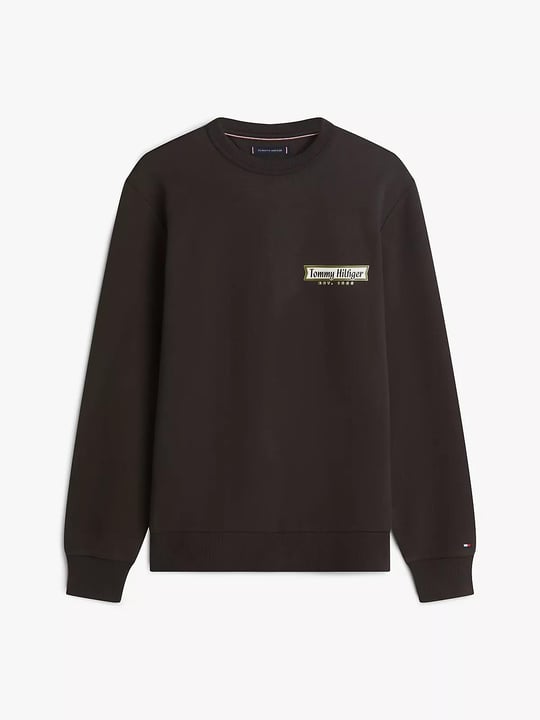 Tommy Hilfiger Tommy Hilfiger Erkek Regular Fit Yuvarlak Yakalı Logo Baskılı Uzun Kollu Siyah Sweatshirt MW0MW41433-BDS