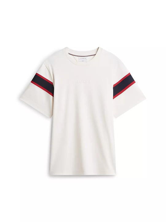 Tommy Hilfiger Tommy Hilfiger Erkek Regular Fit Esnek Pamuklu Bisiklet Yaka Kısa Kollu Ekru T-Shirt MW0MW44918-Z00