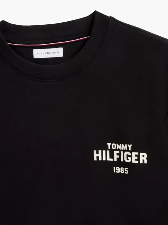 Tommy Hilfiger Tommy Hilfiger Erkek Regular Fit Pamuklu Logo Detaylı Bisiklet Yaka Uzun Kollu Siyah Sweatshirt MW0MW44938-BDS