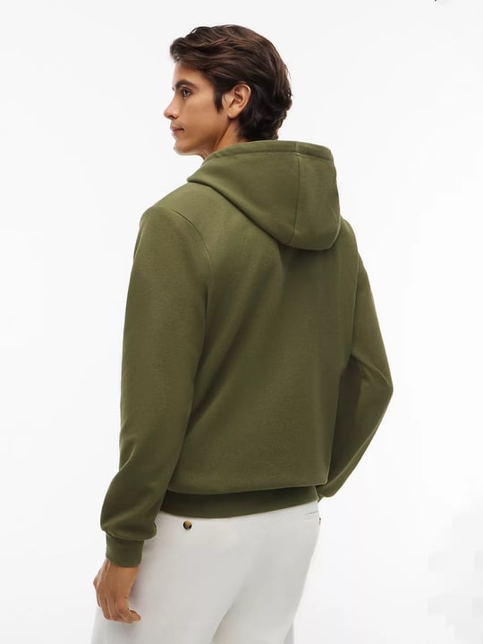 Tommy Hilfiger Tommy Hilfiger Erkek Regular Fit Kapüşonlu Yaka Uzun Kollu Yeşil Sweatshirt MW0MW44967-MT1