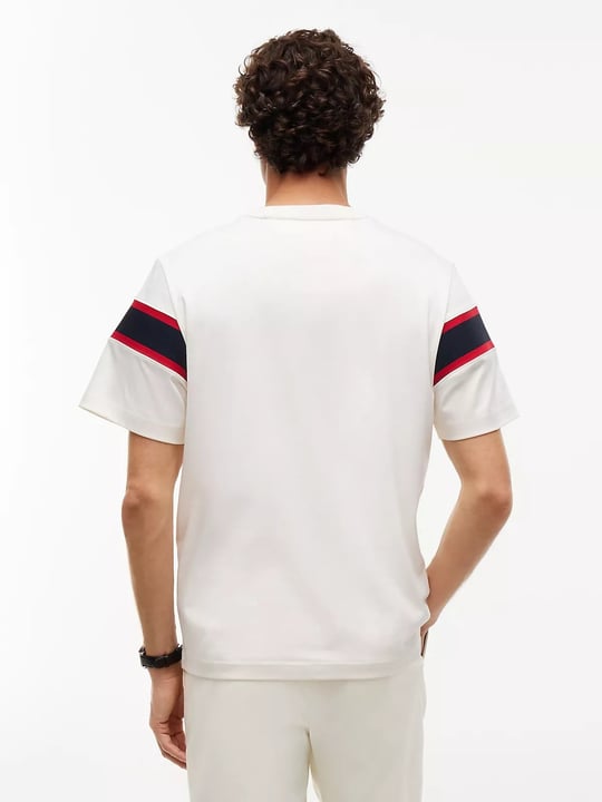 Tommy Hilfiger Tommy Hilfiger Erkek Regular Fit Esnek Pamuklu Bisiklet Yaka Kısa Kollu Ekru T-Shirt MW0MW44918-Z00