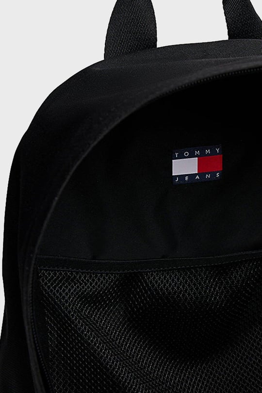 Tommy Hilfiger Tommy Hilfiger Erkek Sırt Askılı Marka Logolu Fermuar Kapamalı Siyah Sırt Çantası AM0AM13726-BDS