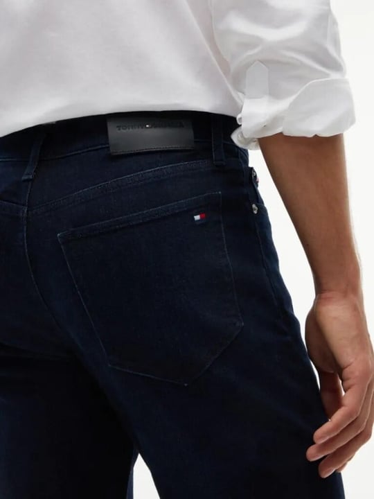 Tommy Hilfiger Tommy Hilfiger Erkek Slim Fit Düz Paça Esnek Denim Önü Soluk Yıkamalı Beş Cepli Denim Jeans MW0MW44924-1BM