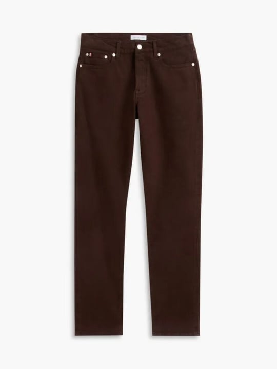 Tommy Hilfiger Tommy Hilfiger Erkek Slim Fit Düz Paça Esnek Denim Parça Boyalı Beş Cepli Kahverengi Jeans MW0MW44914-GOP