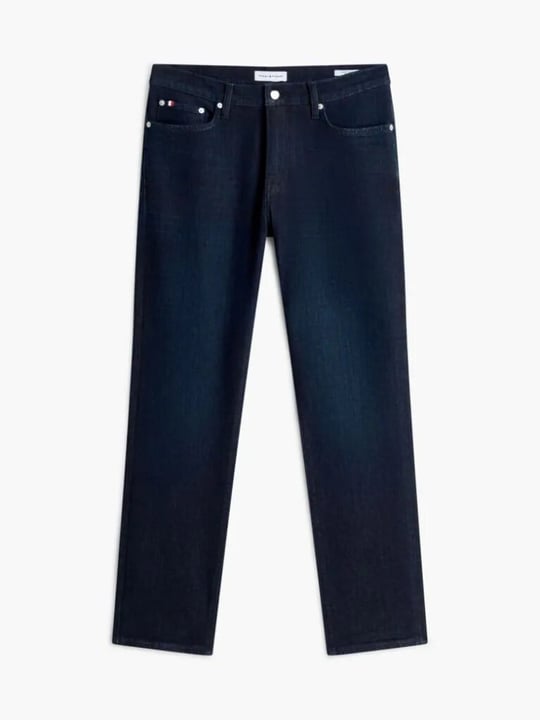 Tommy Hilfiger Tommy Hilfiger Erkek Slim Fit Düz Paça Esnek Denim Önü Soluk Yıkamalı Beş Cepli Denim Jeans MW0MW44924-1BM