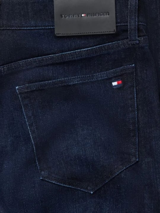 Tommy Hilfiger Tommy Hilfiger Erkek Slim Fit Düz Paça Esnek Denim Önü Soluk Yıkamalı Beş Cepli Denim Jeans MW0MW44924-1BM