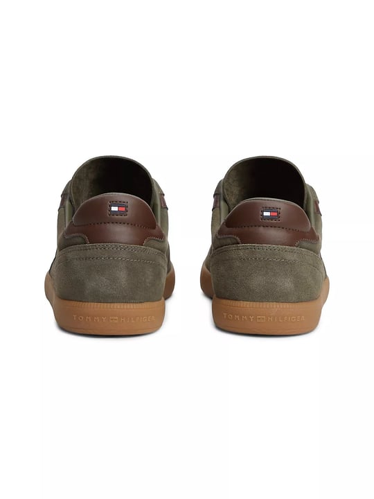 Tommy Hilfiger Tommy Hilfiger Erkek Süet Yüzey Dokulu Panelli Metalik Logolu Kontrast Topuk Detaylı Haki Sneaker FM0FM06069-RBN