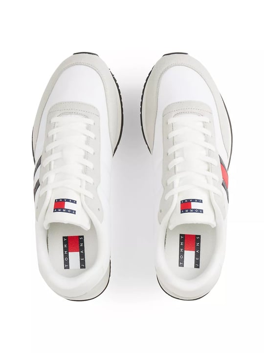 Tommy Hilfiger Tommy Hilfiger Erkek Süet Detaylı Bayrak Logo Desenli Beyaz Sneaker EM0EM01709-YBL