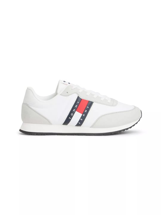 Tommy Hilfiger Tommy Hilfiger Erkek Süet Detaylı Bayrak Logo Desenli Beyaz Sneaker EM0EM01709-YBL