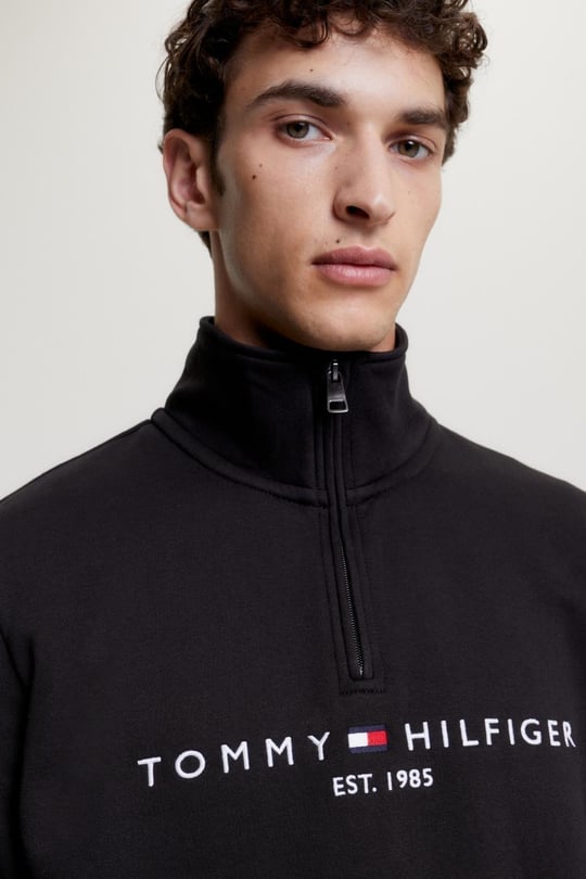 Tommy Hilfiger Tommy Hilfiger Erkek Uzun Kol Normal Dik Yaka Günlük Siyah Sweatshirt MW0MW20954-BDS