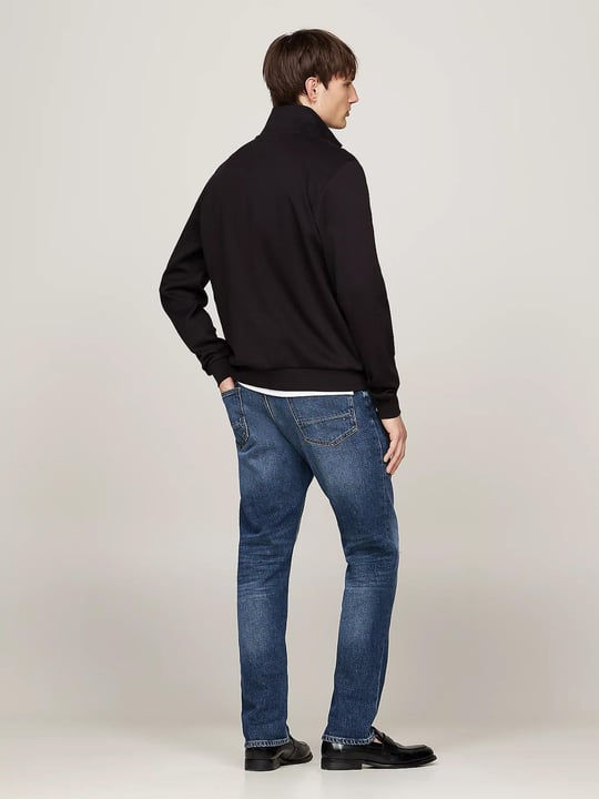 Tommy Hilfiger Tommy Hilfiger Erkek Uzun Kol Normal Dik Yaka Günlük Siyah Sweatshirt MW0MW36510-BDS