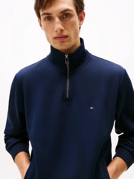 Tommy Hilfiger Tommy Hilfiger Erkek Uzun Kol Normal Dik Yaka Günlük Mavi Sweatshirt MW0MW36510-DW5