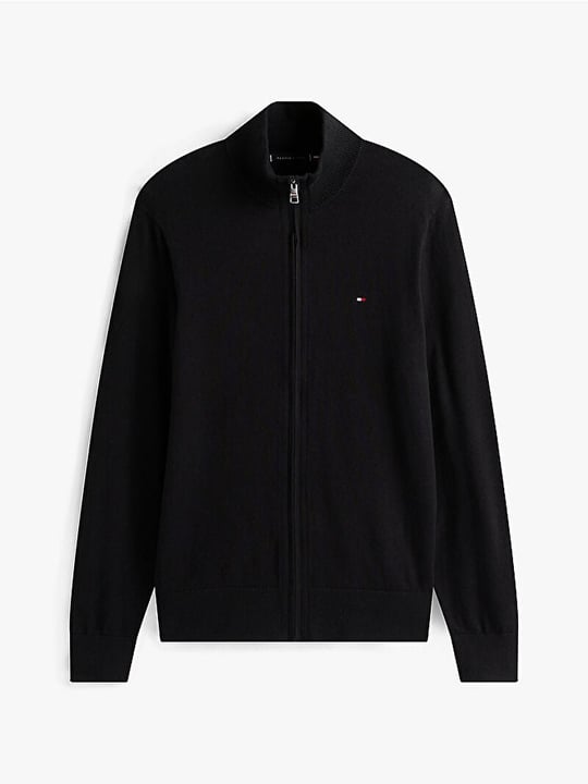 Tommy Hilfiger Tommy Hilfiger Erkek Uzun Kol Dik Yaka Fermuar Kapama Siyah Kazak MW0MW28050-BDS