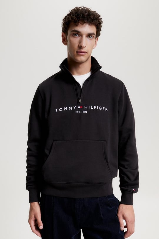 Tommy Hilfiger Tommy Hilfiger Erkek Uzun Kol Normal Dik Yaka Günlük Siyah Sweatshirt MW0MW20954-BDS