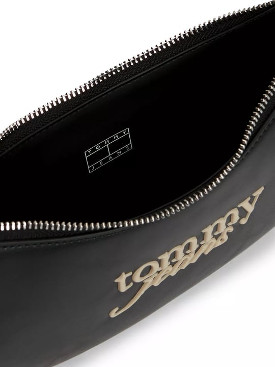 Tommy Hilfiger Tommy Hilfiger Kadın Ayarlanabilir Askılı Kabartma Logolu Fermuarlı Siyah Çanta AW0AW19047-BDS