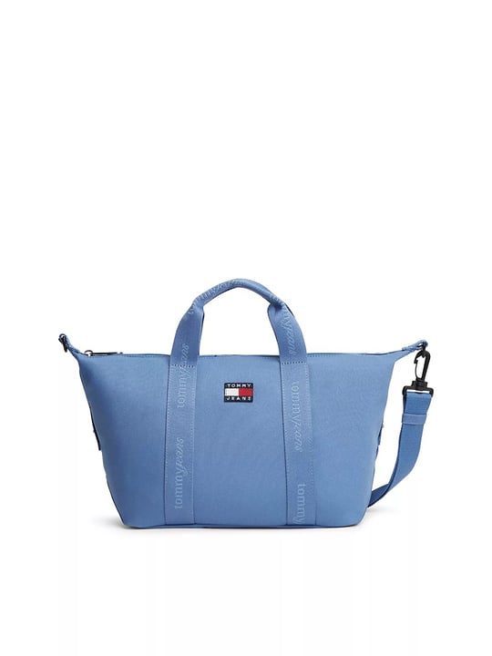 Tommy Hilfiger Tommy Hilfiger Kadın Ayarlanabilir ve Çıkarılabilir Omuz Askılı Fermuarlı Logo Desenli Mavi Çanta AW0AW19038-C4L