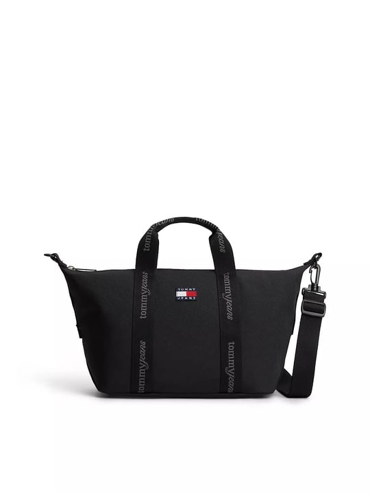 Tommy Hilfiger Tommy Hilfiger Kadın Ayarlanabilir ve Çıkarılabilir Omuz Askılı Fermuarlı Logo Desenli Siyah Çanta AW0AW19038-BDS
