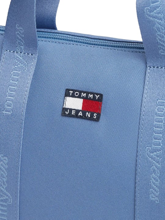 Tommy Hilfiger Tommy Hilfiger Kadın Ayarlanabilir ve Çıkarılabilir Omuz Askılı Fermuarlı Logo Desenli Mavi Çanta AW0AW19038-C4L