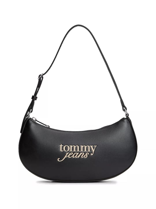 Tommy Hilfiger Tommy Hilfiger Kadın Ayarlanabilir Askılı Kabartma Logolu Fermuarlı Siyah Çanta AW0AW19047-BDS