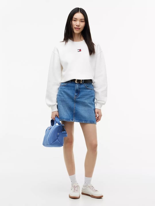 Tommy Hilfiger Tommy Hilfiger Kadın Ayarlanabilir ve Çıkarılabilir Omuz Askılı Fermuarlı Logo Desenli Mavi Çanta AW0AW19038-C4L