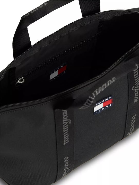 Tommy Hilfiger Tommy Hilfiger Kadın Ayarlanabilir ve Çıkarılabilir Omuz Askılı Fermuarlı Logo Desenli Siyah Çanta AW0AW19038-BDS