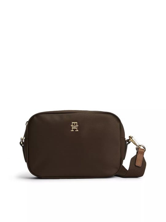 Tommy Hilfiger Tommy Hilfiger Kadın Ayarlanabilir Omuz Askılı TH Monogram Logolu Kahverengi Omuz Çantası AW0AW17704-GUG