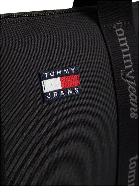Tommy Hilfiger Tommy Hilfiger Kadın Ayarlanabilir ve Çıkarılabilir Omuz Askılı Fermuarlı Logo Desenli Siyah Çanta AW0AW19038-BDS