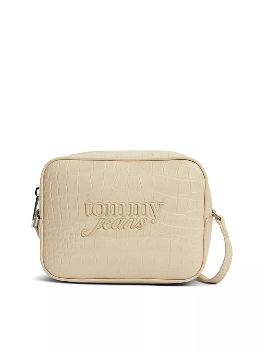 Tommy Hilfiger Tommy Hilfiger Kadın Ayarlanabilir Askılı Kabartma Desenli Yüzey Fermuarlı Bej Çanta AW0AW19050-AES